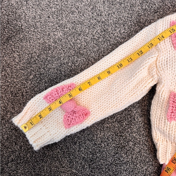 Kids Cream Chucky Cardigan with Pink Bows and Mauve Dress 2Piece Set size 5 NWTS - Picture 9 of 12